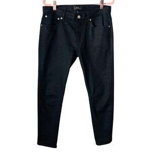 A.P.C Jeans Mens Size 30 Black Slim Tapered Coated Denim Petit New Standard